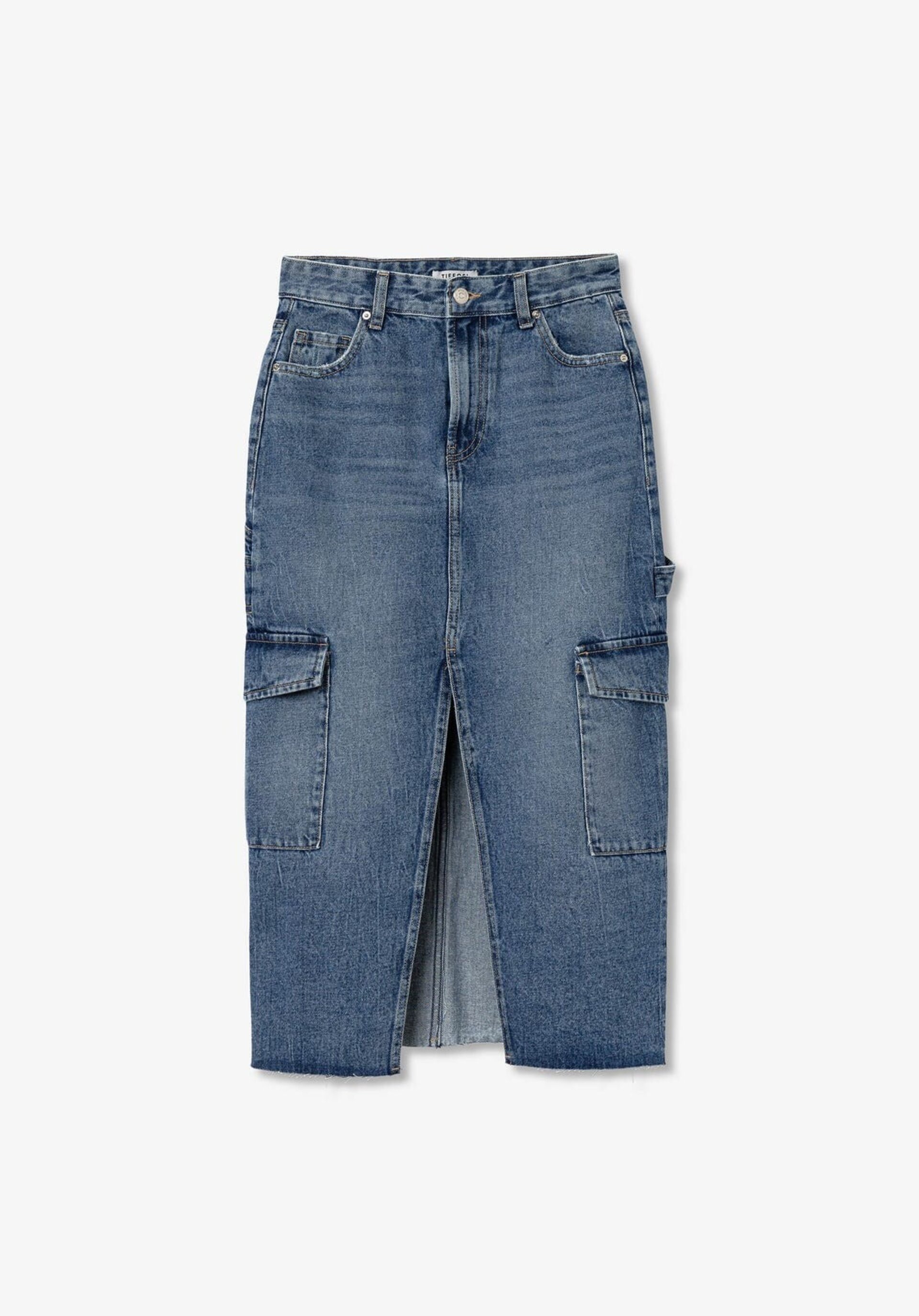 Falda Midi Denim Cargo - 1