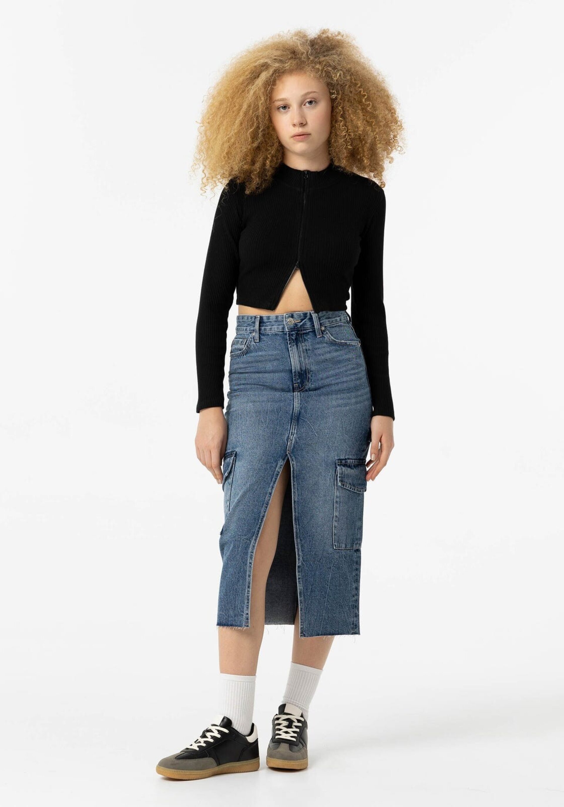 Falda Midi Denim Cargo - 2