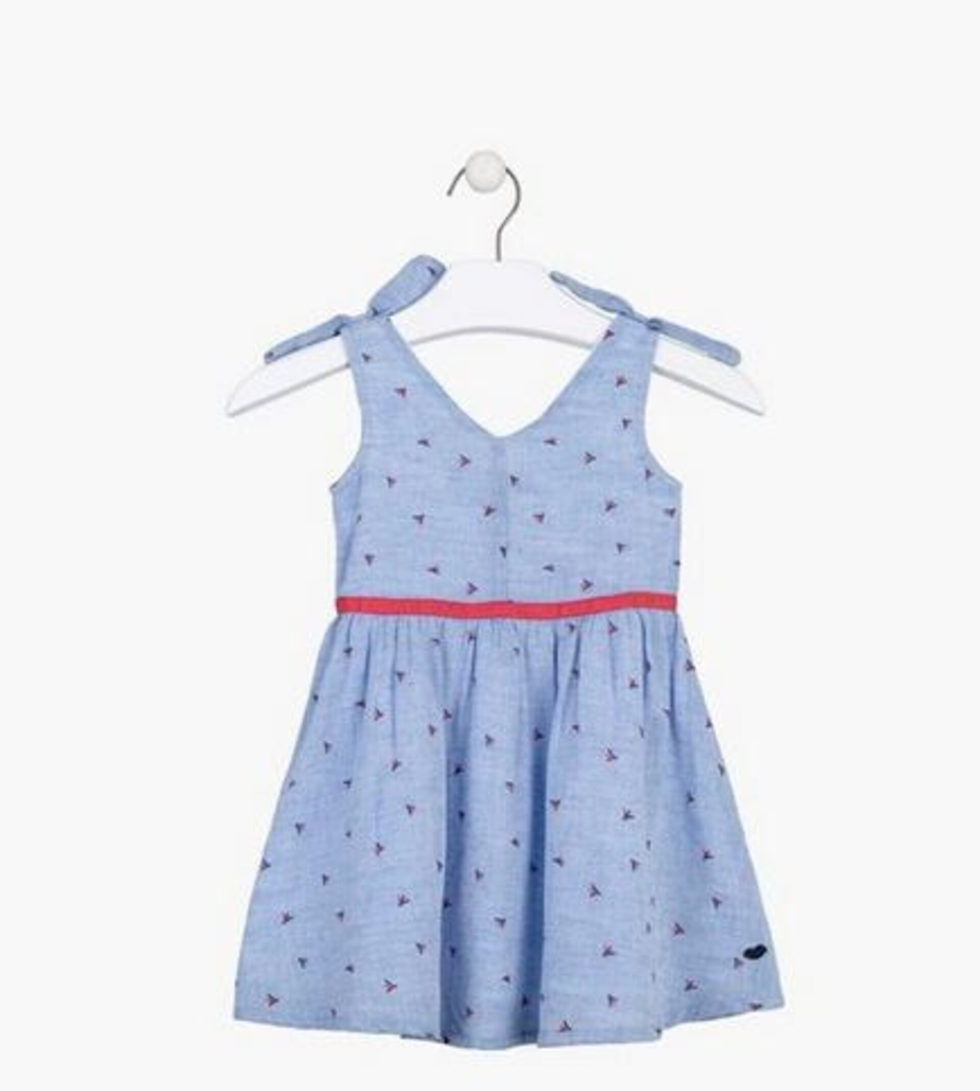 Vestido Azul Claro con Estampado Rojo - 2
